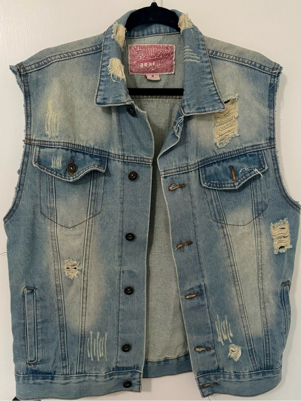Brooklyn Cloth Light Blue Distressed Men's Denim Vest